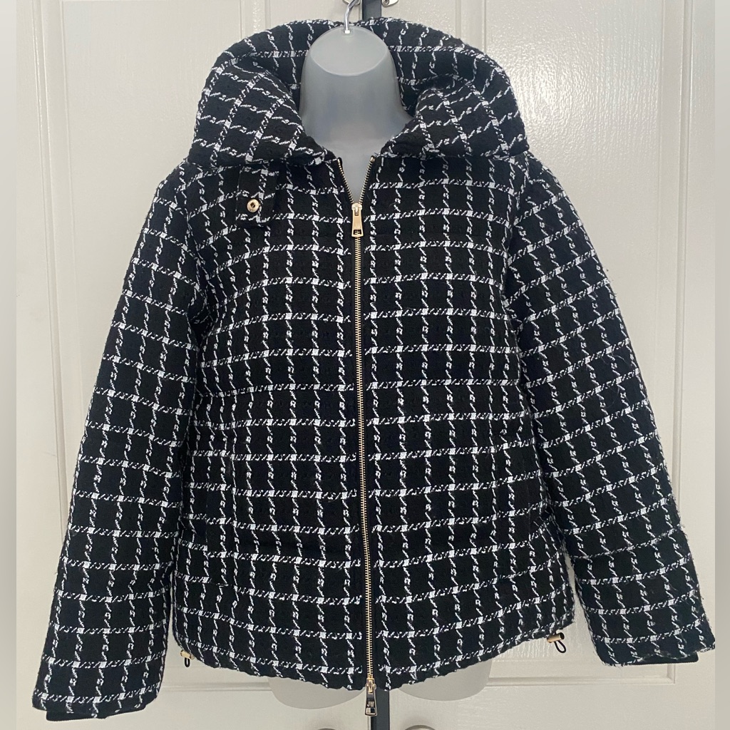 Jason Wu Black And White Checkered Puffer Jacket Sz M